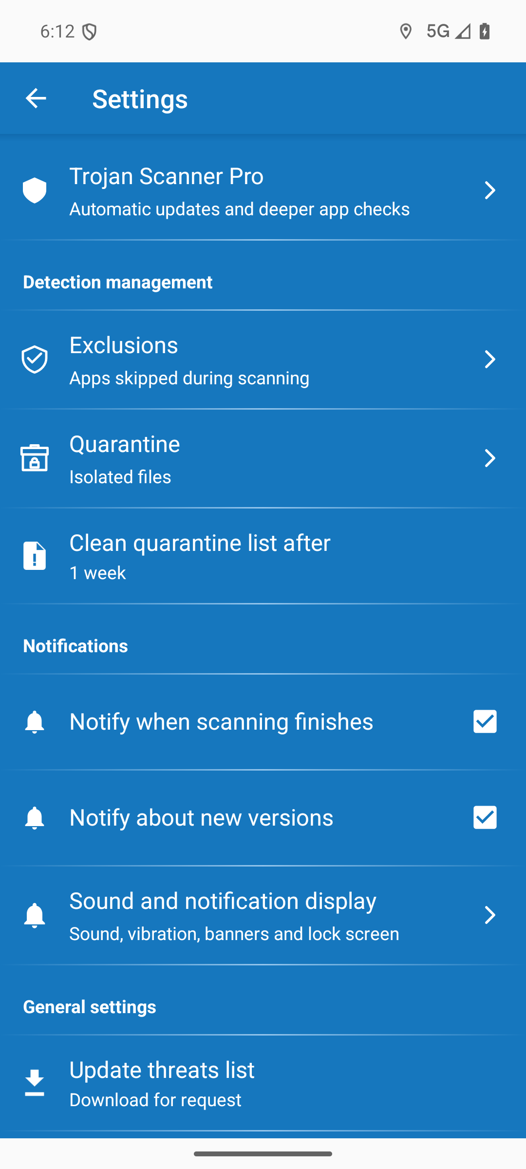 Réglages de Trojan Scanner pour les vérifications et mises à jour